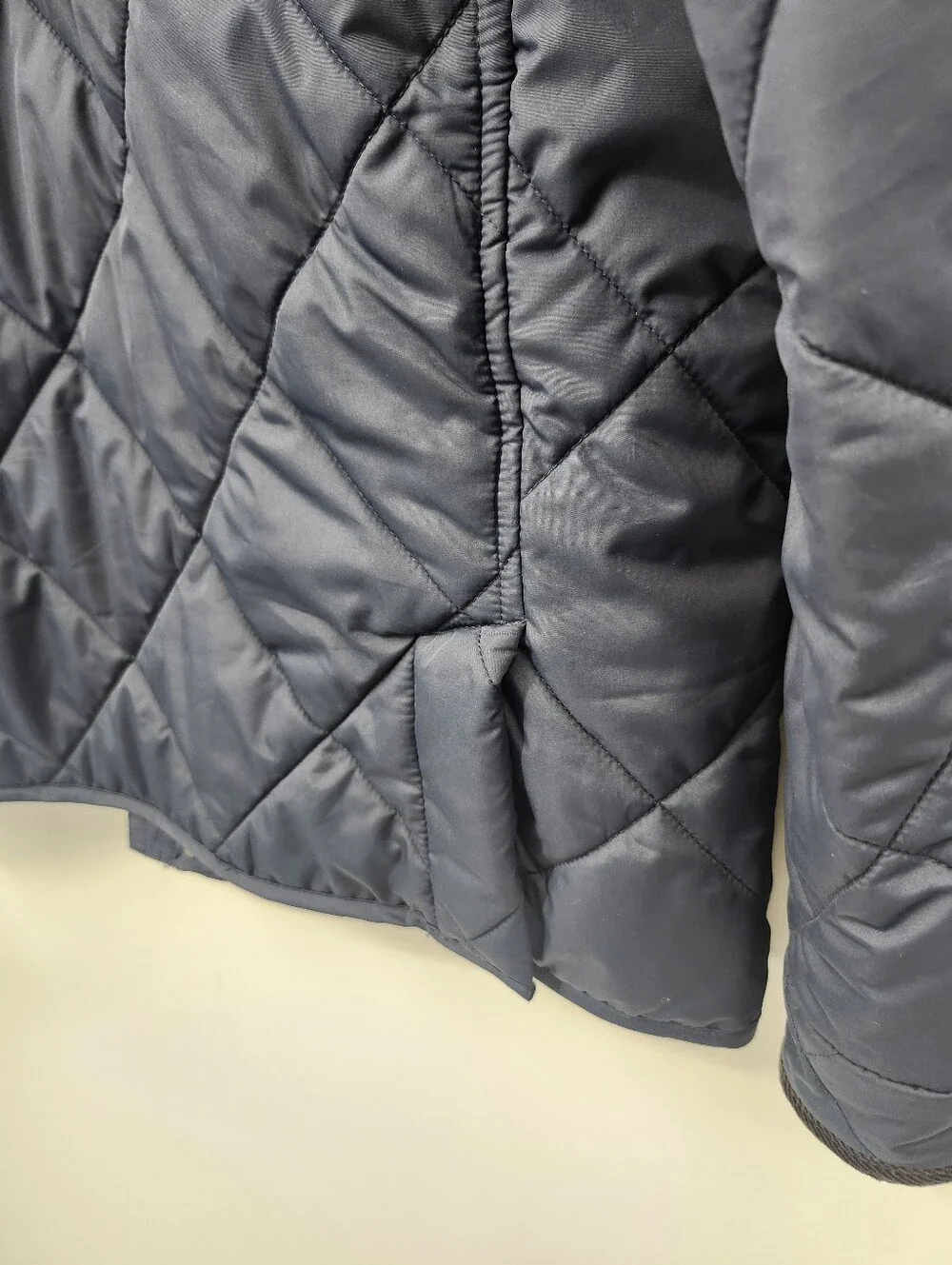 J.Crew Jacket Mens M Navy Diamond Quilted Barn Field Corduroy Collar Zip Snap